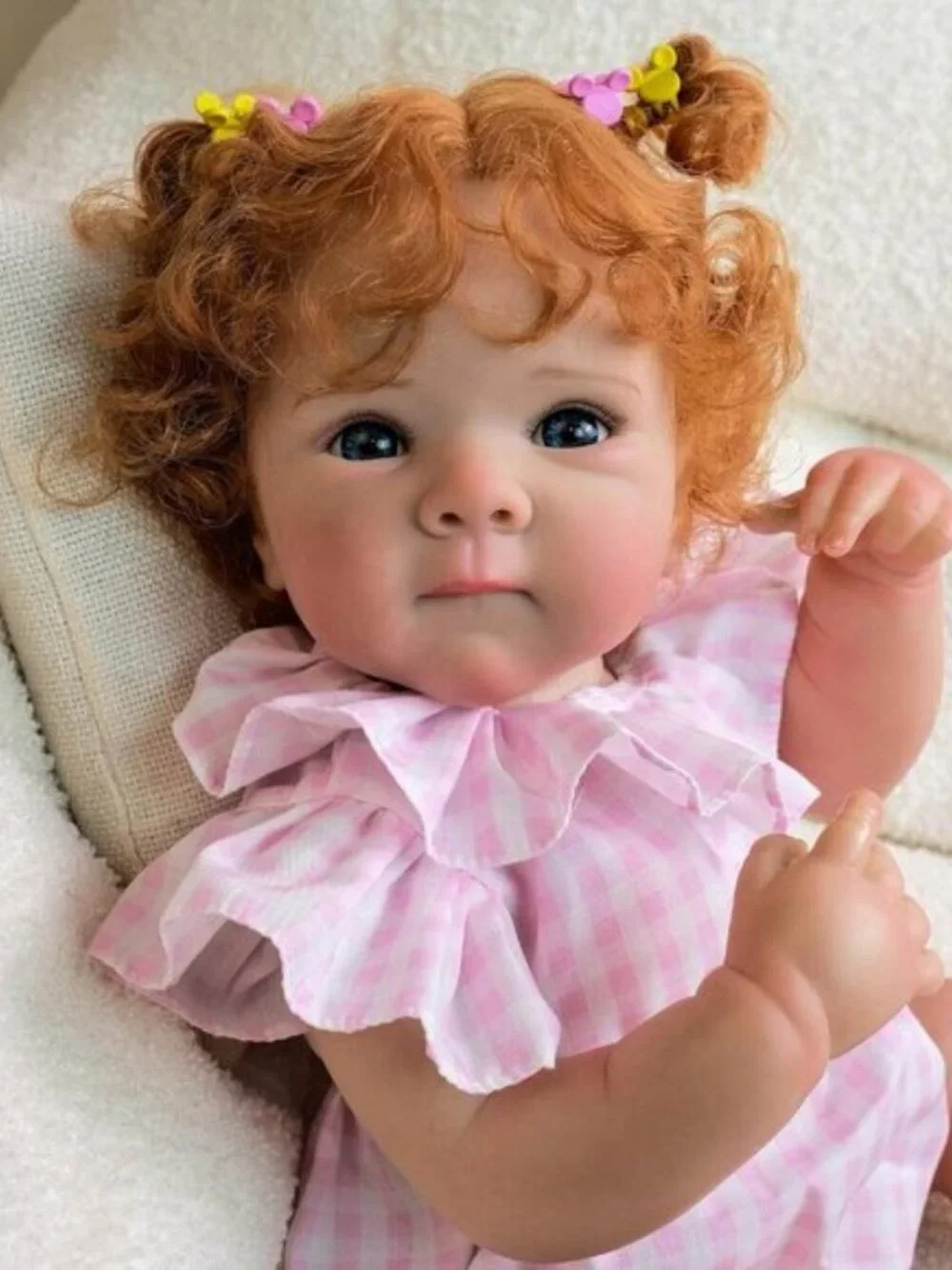 18 Inch Lifelike Red Hair Reborn Newborn Girl Doll Waterproof Veins
